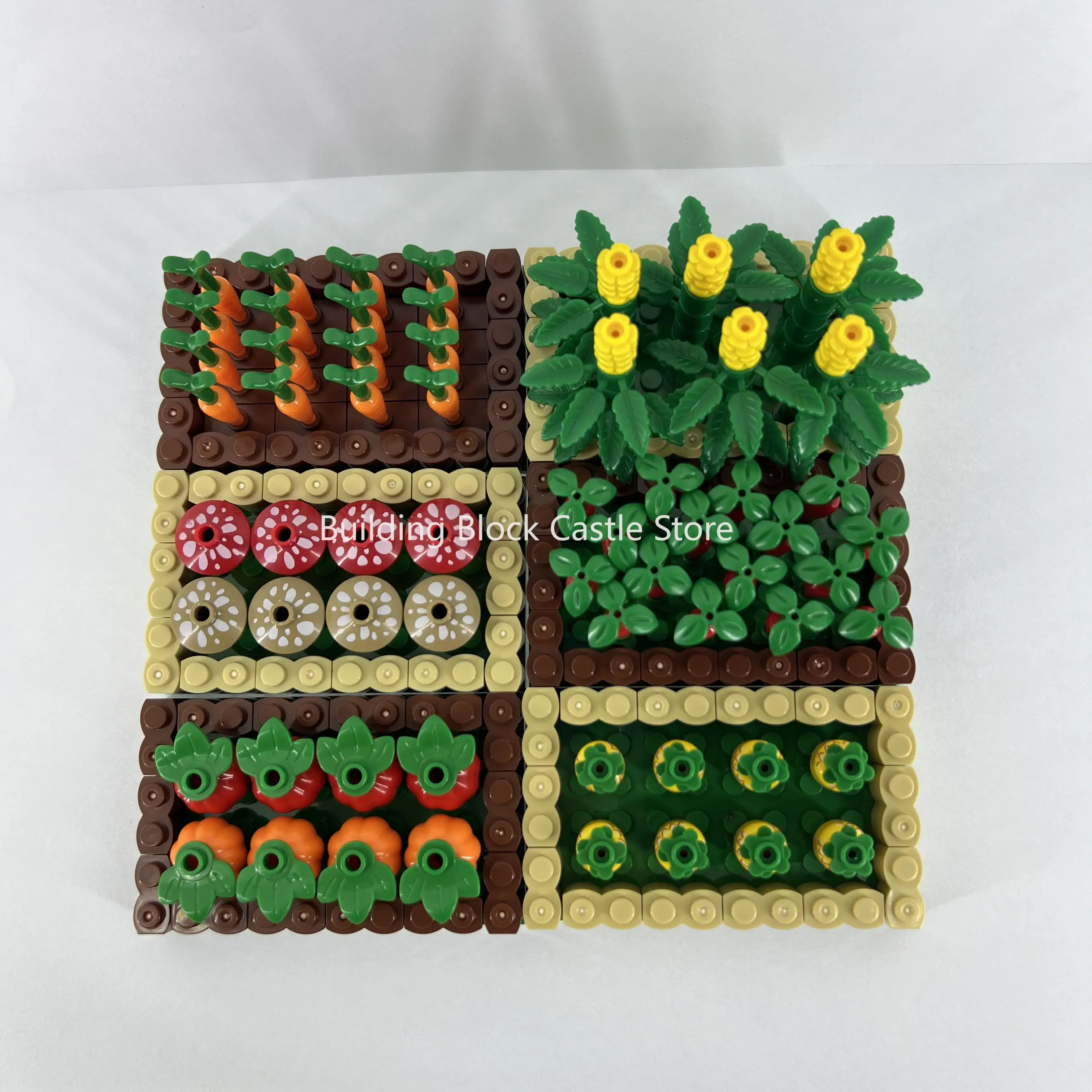 MOC Orchard Vegetable Plot Pumpkin Corn Pineapple Mushroom Radish Creative Scene Small Particle Building Block Toy Model.