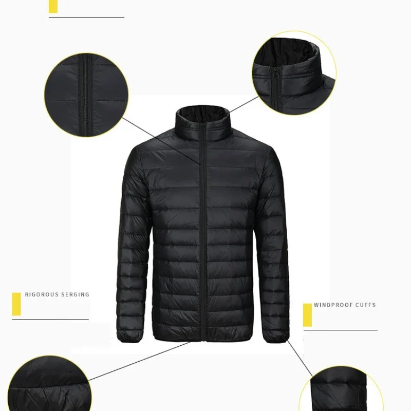 Chaqueta de invierno de talla grande para hombre, abrigo ligero ultrafino de algodón con cremallera, Parka cálida informal, chaqueta deportiva para hombre, nueva moda