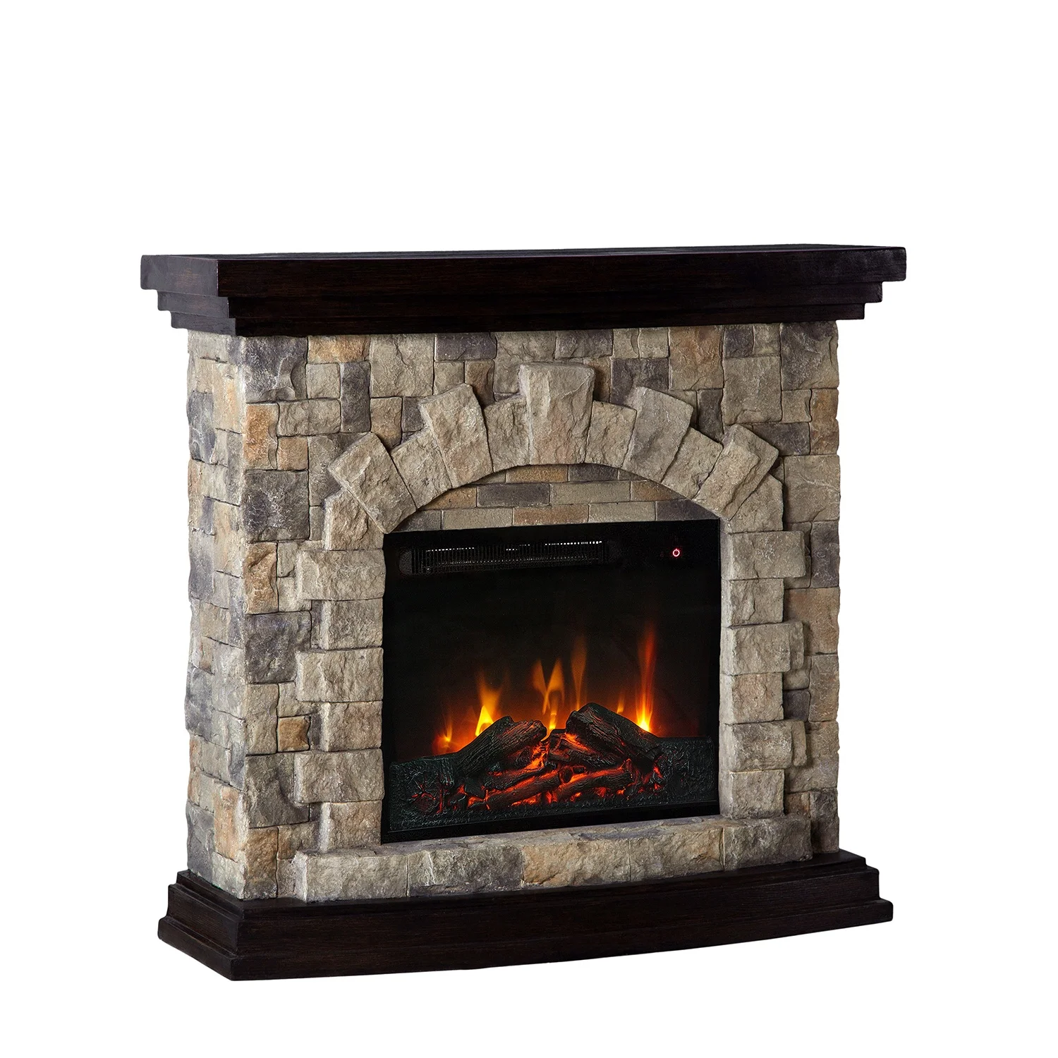 26 Inch Curved Front Insert Built-In Metal LED Flame Electric Fireplace English Interface Overheating Protection for Household