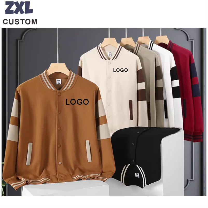 High Quality Two-Color Stripe Baseball Uniform Autumn Winter New Fashion Loose Casual Lovers Sweatshirts Single Breasted Coats