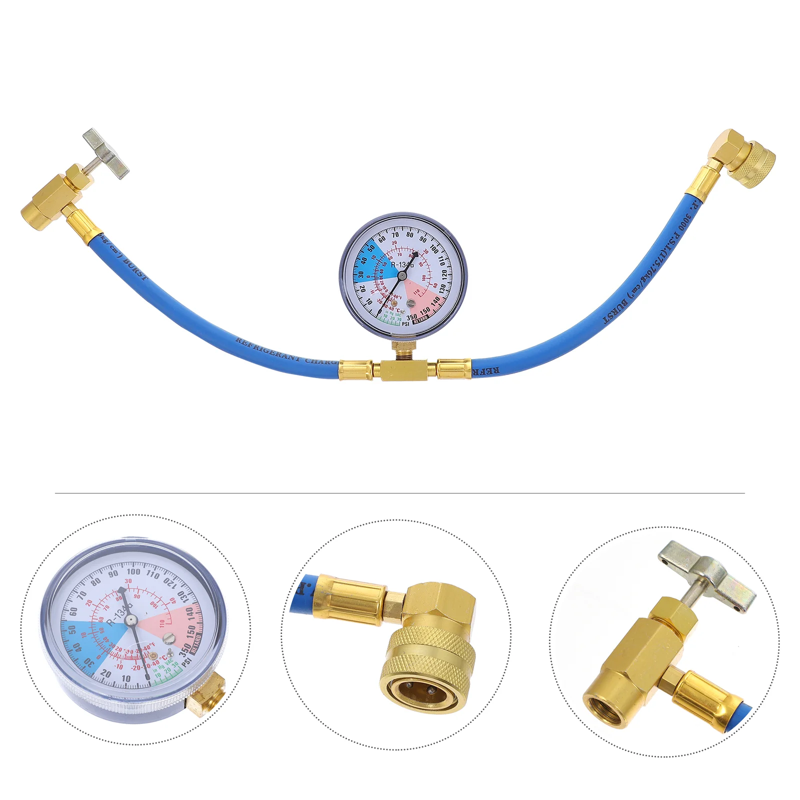 

Hose Fluoride Tube Refrigerant Charging Pressure Gauge for Ac with Air Condition Conditioner 495X95cm Recharge Refill Filling