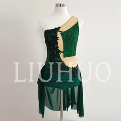 LIUHUO Girls Lyrical Dance Dress Women Performance Competitive Pole Dance Skirt Handmade BD3563