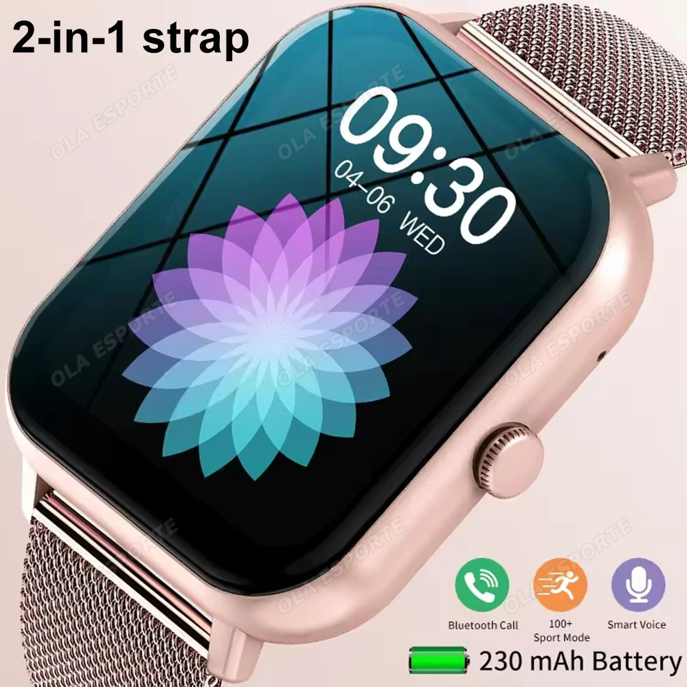 الرجال النساء ساعة ذكية AMOLED شاشة تعمل باللمس الكامل بلوتوث دعوة 100 + أوضاع رياضية مقاوم للماء Smartwatch مراقبة معدل ضربات القلب النوم