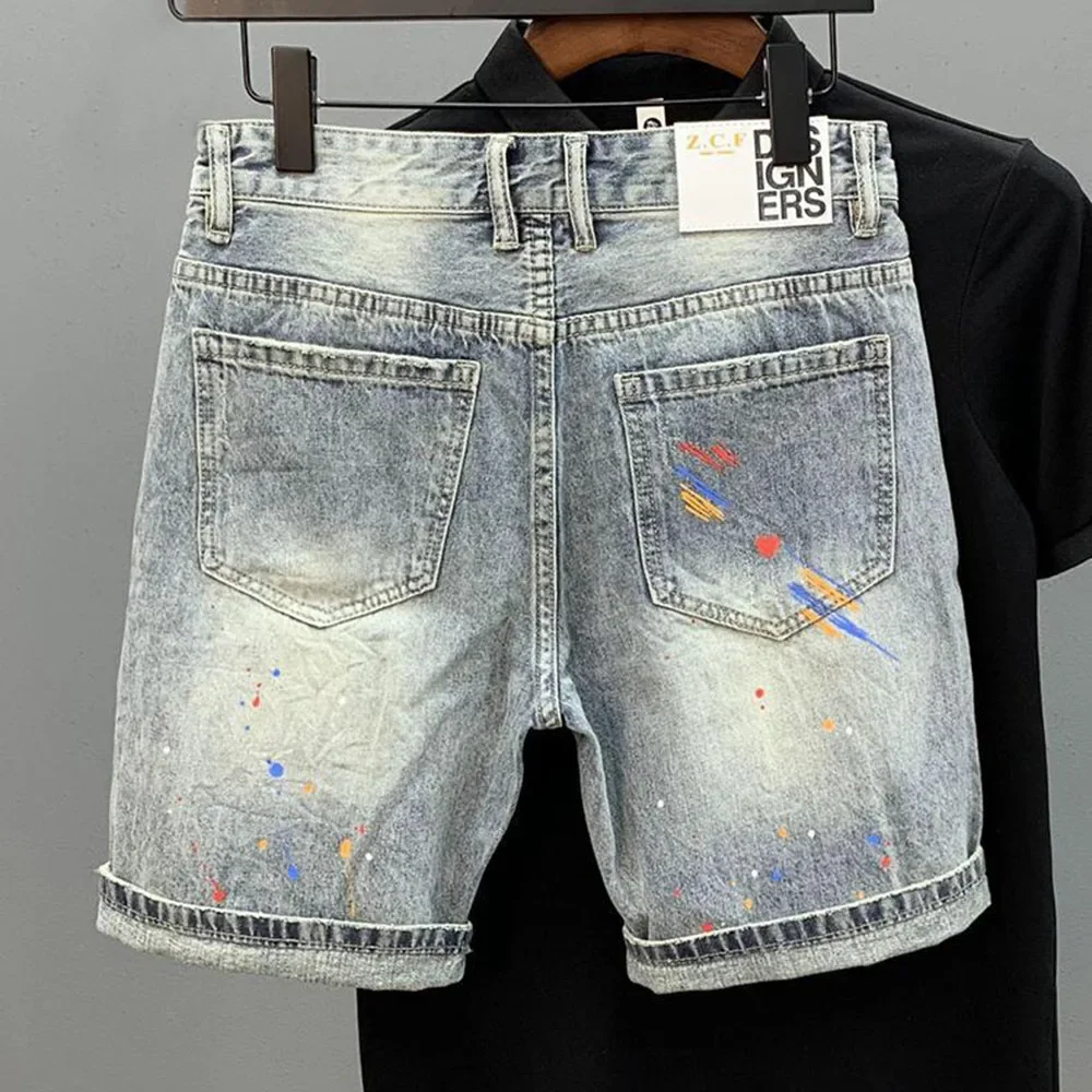 Heren Casual Y 2K Schattige Beer Print Gescheurde Denim Shorts Dagelijks Veelzijdig Jeugd Trend Persoonlijkheid Shorts Heren Kleding 2024 Nieuw