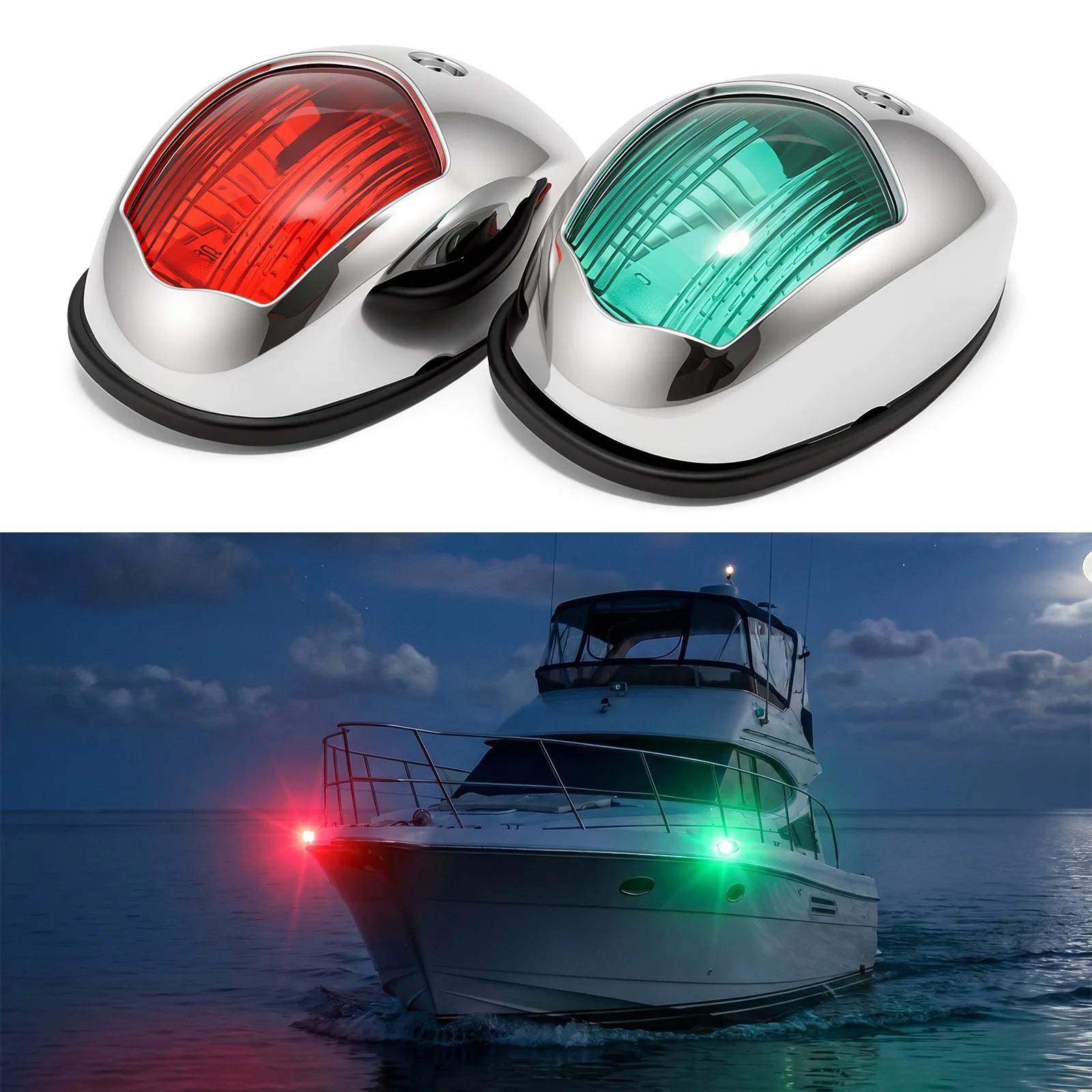 Red Green 27 LED Navigation Light Waterproof Side Signal Warning Light Starboard Port Indicator For Boat Yacht Marine 12V 24V