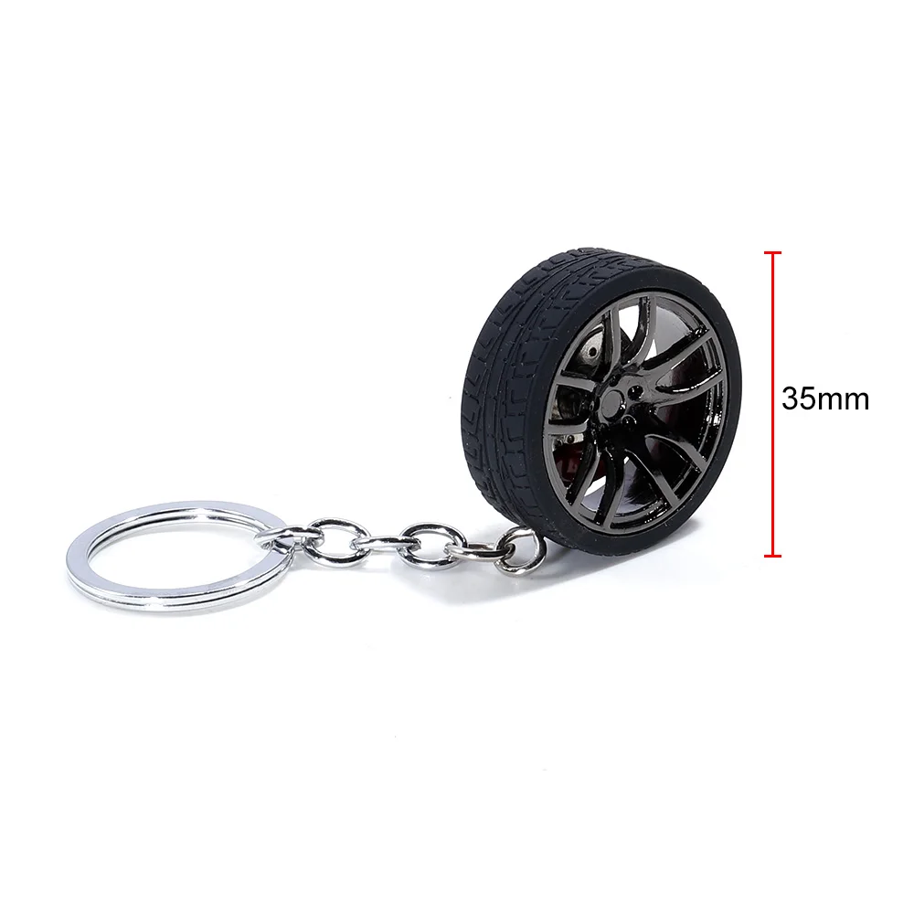 Car Wheel Hub Rubber Keychain Nos/Turbo Keychain Key Ring Metal with Aluminum Brake Discs Keyfob