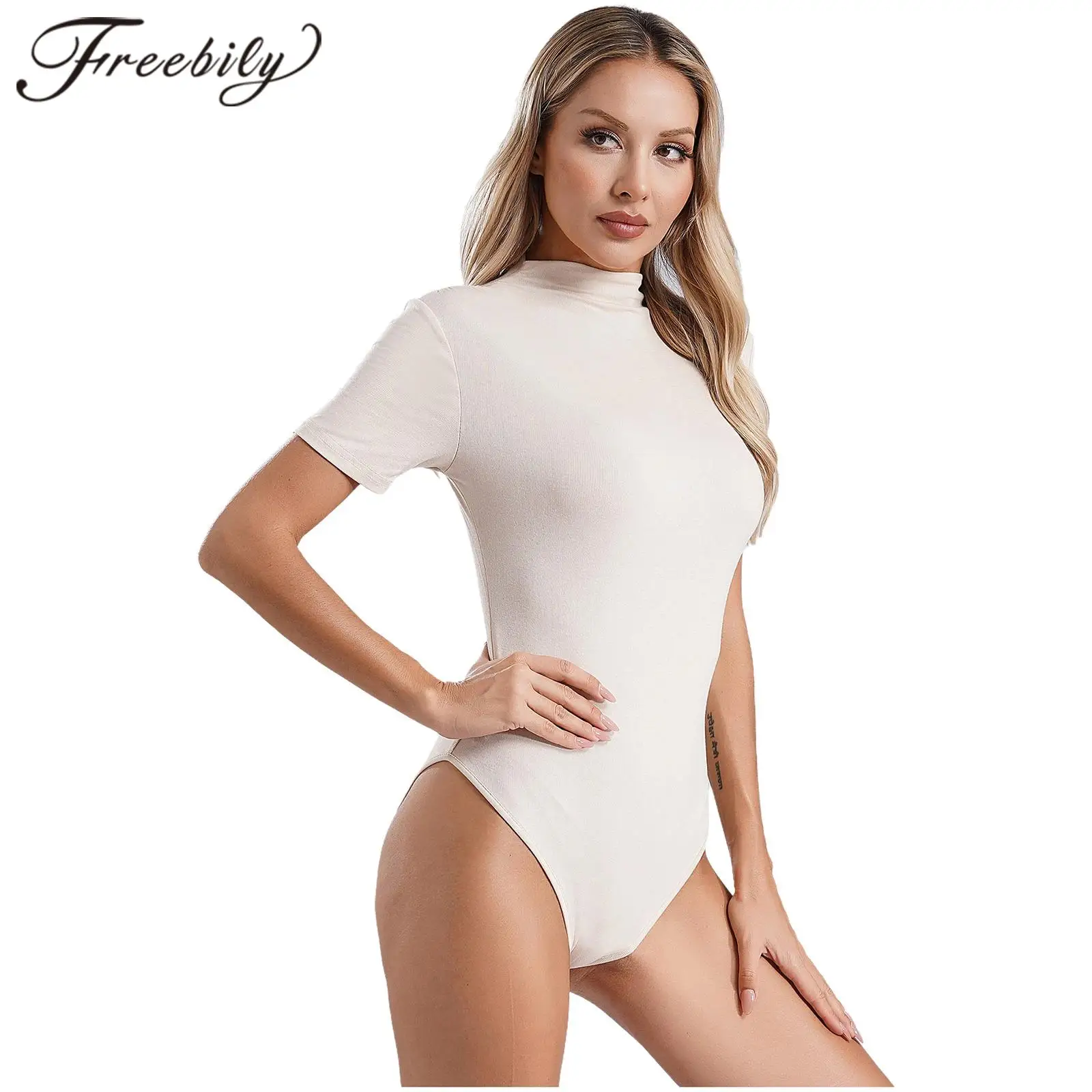 

Женский гимнастический комбинезон, модный боди для йоги с рюшами, повседневный однотонный купальник с короткими рукавами для балета и танцев, одежда для тренировок