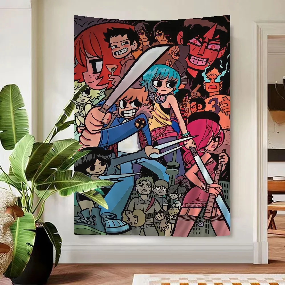 Tapiz de pared de Anime Scott Pilgrim, perfecto para añadir un toque personal a salas de estar, dormitorios y espacios del hogar. Decoración de pared.