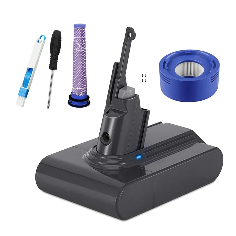 AC66 Replace V7 Battery Adapter+Pre-Filter Full Kit 21.6V for Dyson V7 Animal/Extra/Absolute/Trigger Vacuum Cleaners