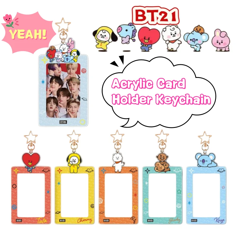 

New BT21 koya RJ Shooky Mang Chimmy Cooky TATA High Value Creative Acrylic Card Holder Cartoon Cute Photo Card Pendant Keychain