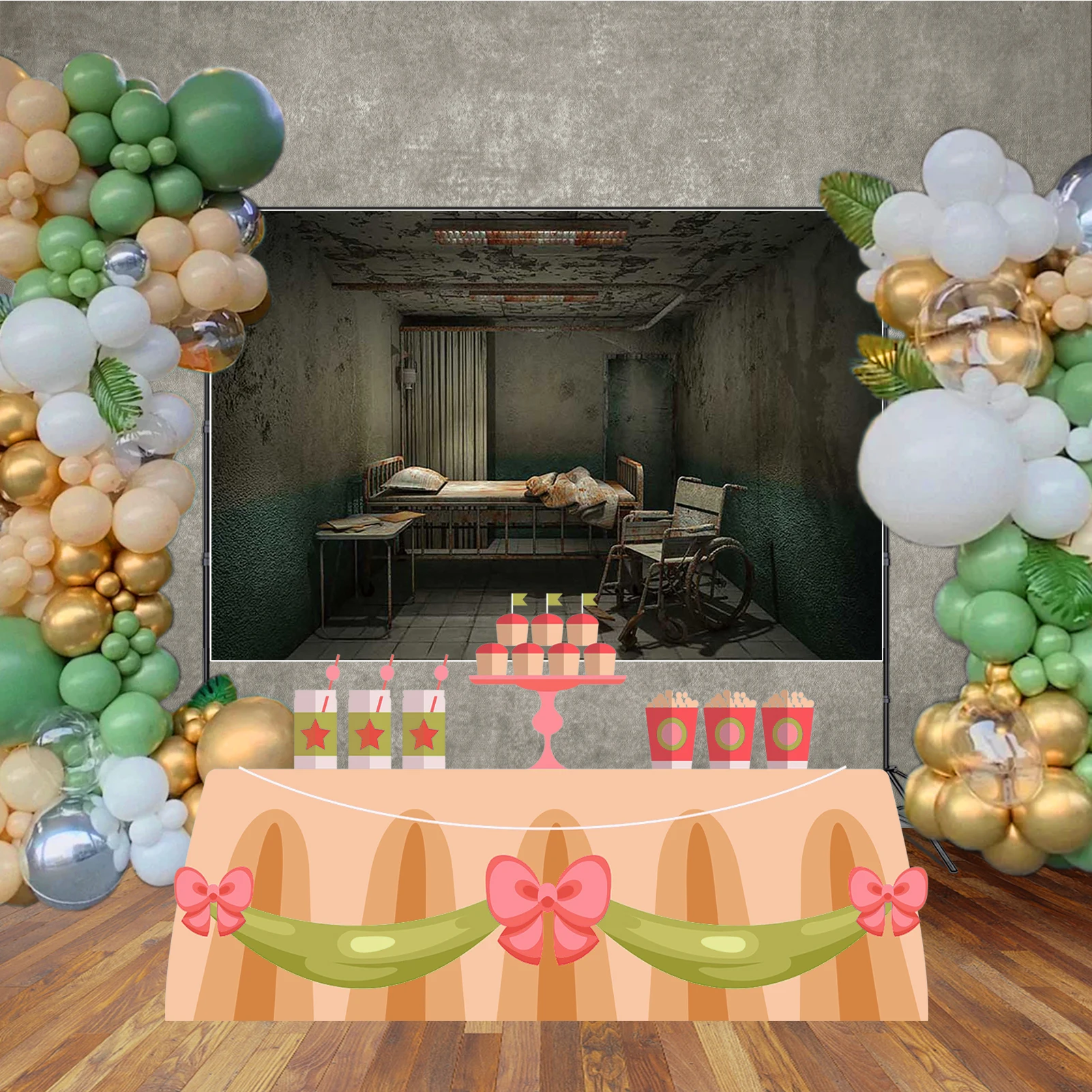 MOON.QG 배경 사진 휠체어 칠판 할로윈 버려진 교실 병동 배경화면 파티 장식