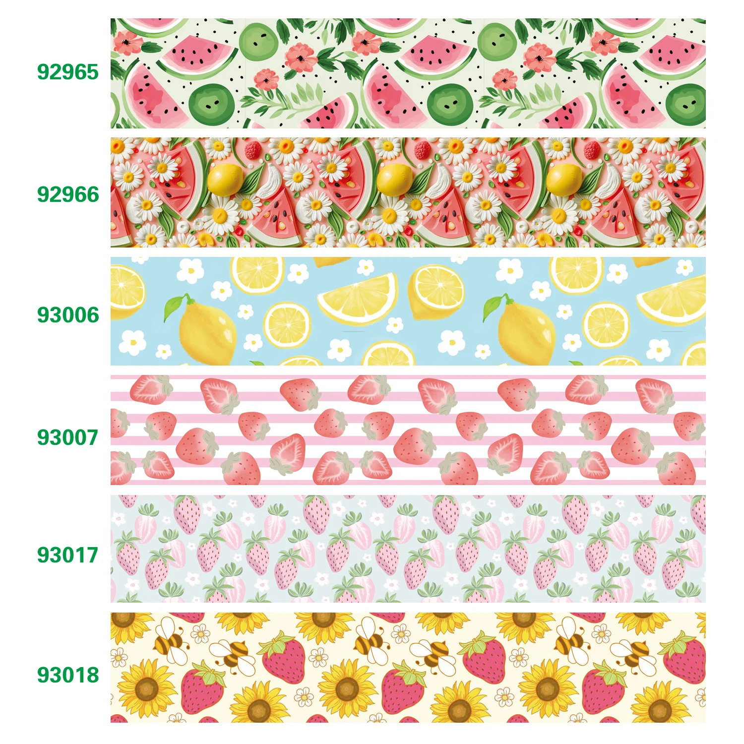 DIY Fruit Strawberry Watermelon Lemon Printed Grosgrain Ribbon For Craft Supplies Sewing Accessories 5 Yards. 92965