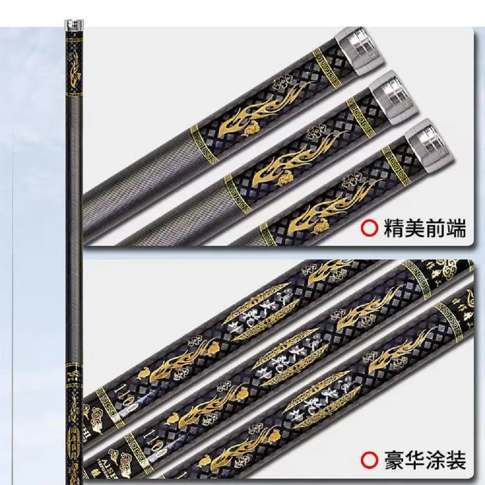 8-16M Super Light long Hard Fishing rod 19H Carbon Fiber Hand Fishing Rod high quality Telescopic Fishing Pole River Rod