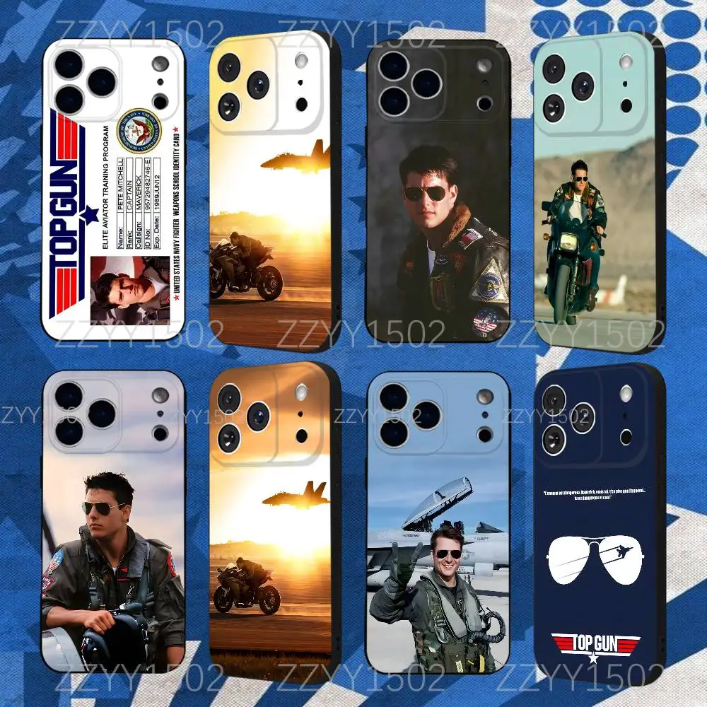 Casing Ponsel T-Top GunS M-MaverickS Untuk iPhone 17,16,15,14,13,12,Pro,Max,Plus,E,SE4,Air,Mini Hitam Funda Shell