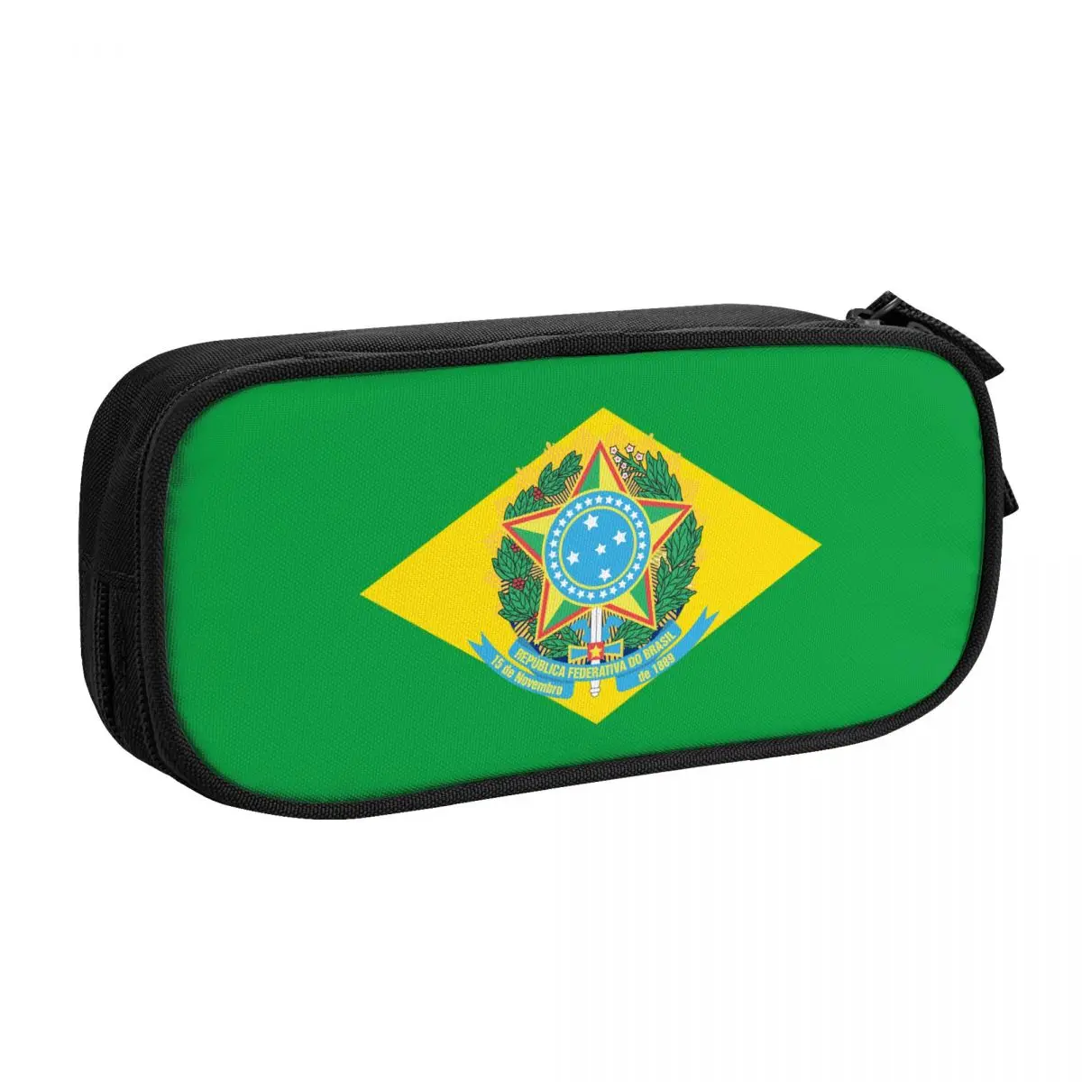 Customized Brazil National Emblem Pencil Cases for Girls Boys Large Capacity Brazilian Map And Flag Pen Box Bag School Supplies