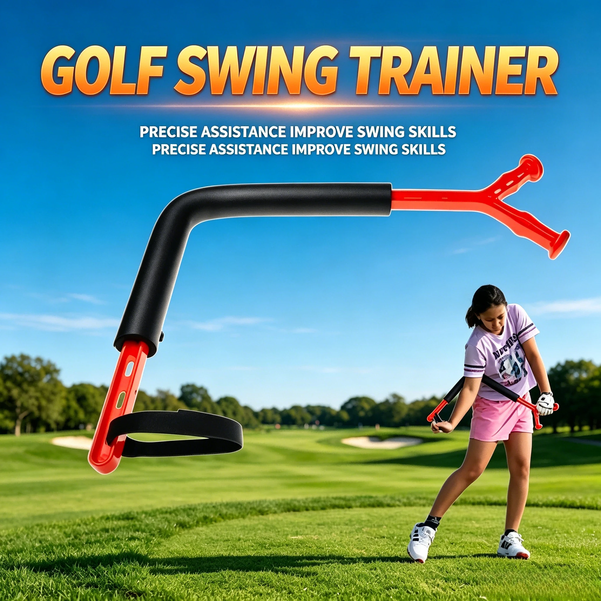 

Golf Swing Trainer Arm Corrector - Swing Posture & Rotation Training Aid for Beginners, Improve Swing Plane, Build Muscle Memory, US Warehouse Fast Shipping