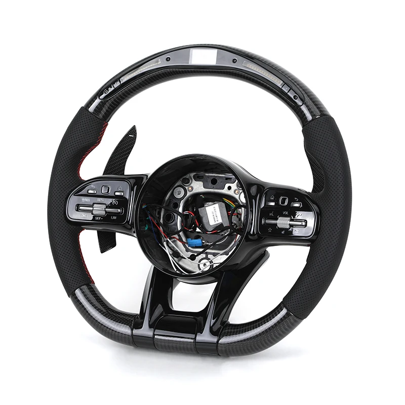 

С черной отделкой фортепиано, полуакантара, карбоновый светодиодный руль для Mercedes Benz W204 W205 W213 W211 W221 X166 GLC X253 G63 AMG