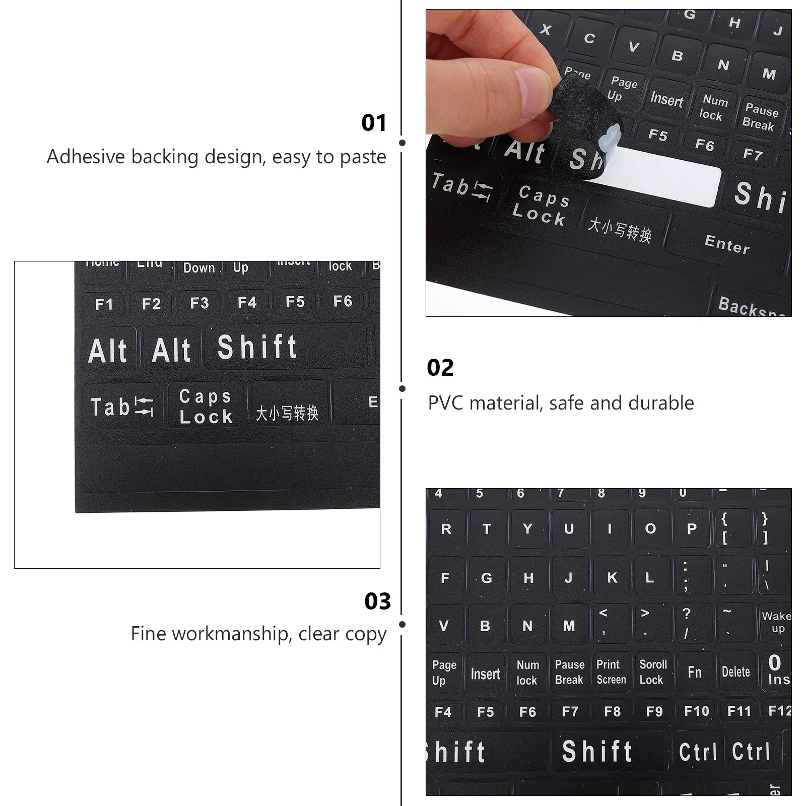 

2pcs 2Sheets EnglishKeyboardStickers ClearLetters WearResistant FullKeyboardKeys SelfAdhesive LaptopNotebook DesktopComputer