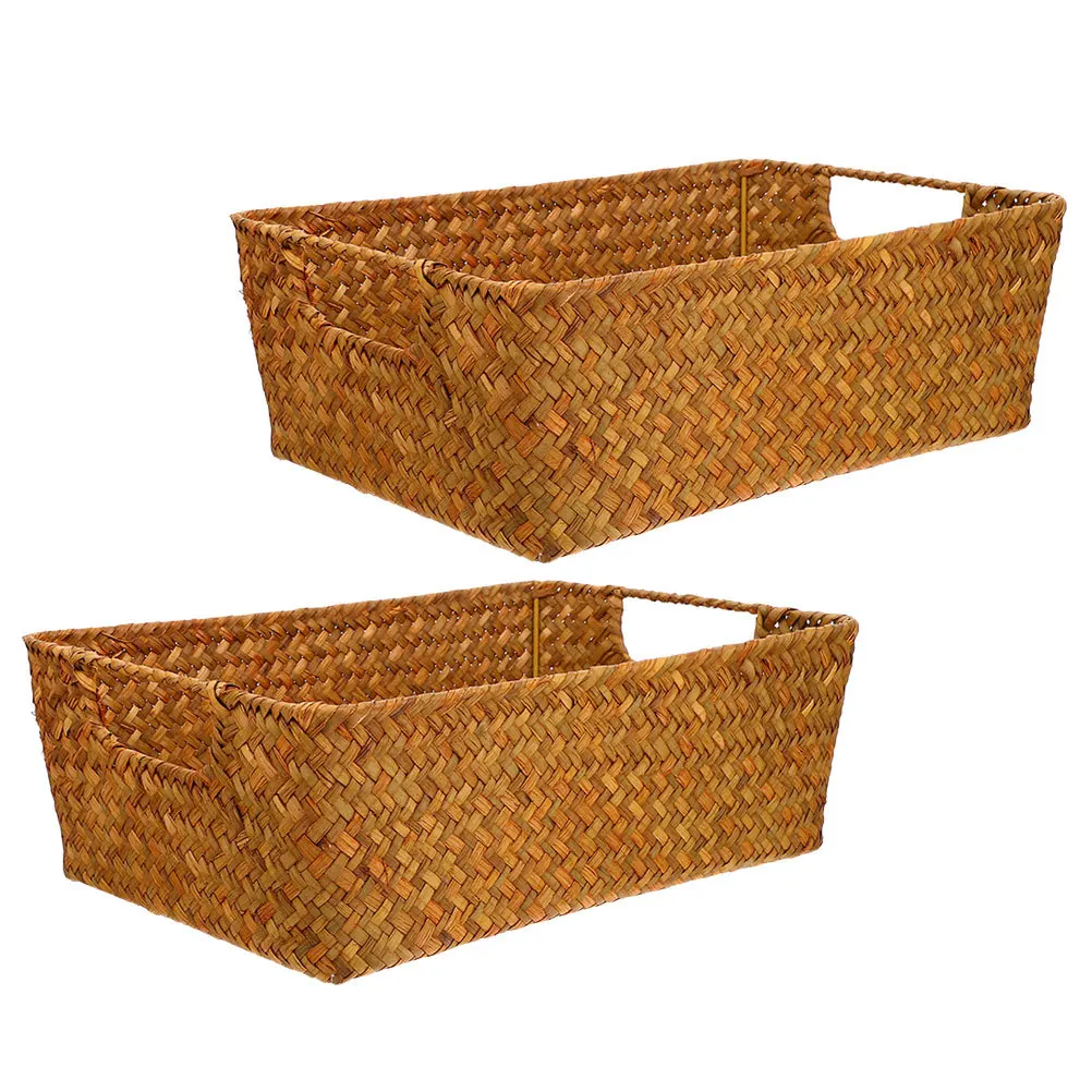 Cesta de pan tejida para almacenamiento de frutas, organizador de mimbre Natural, soporte para artículos diversos de cocina, cesta decorativa de mesa para uso doméstico, 2 uds.