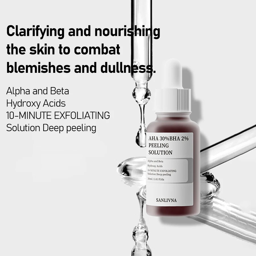 AHA 30%+BHA 2% Exfoliating Face Salicylic Acid Serum 10% Niacinamide + 1% Zinc, 10% Hexapeptide Serum Moisturizing Face Skincare