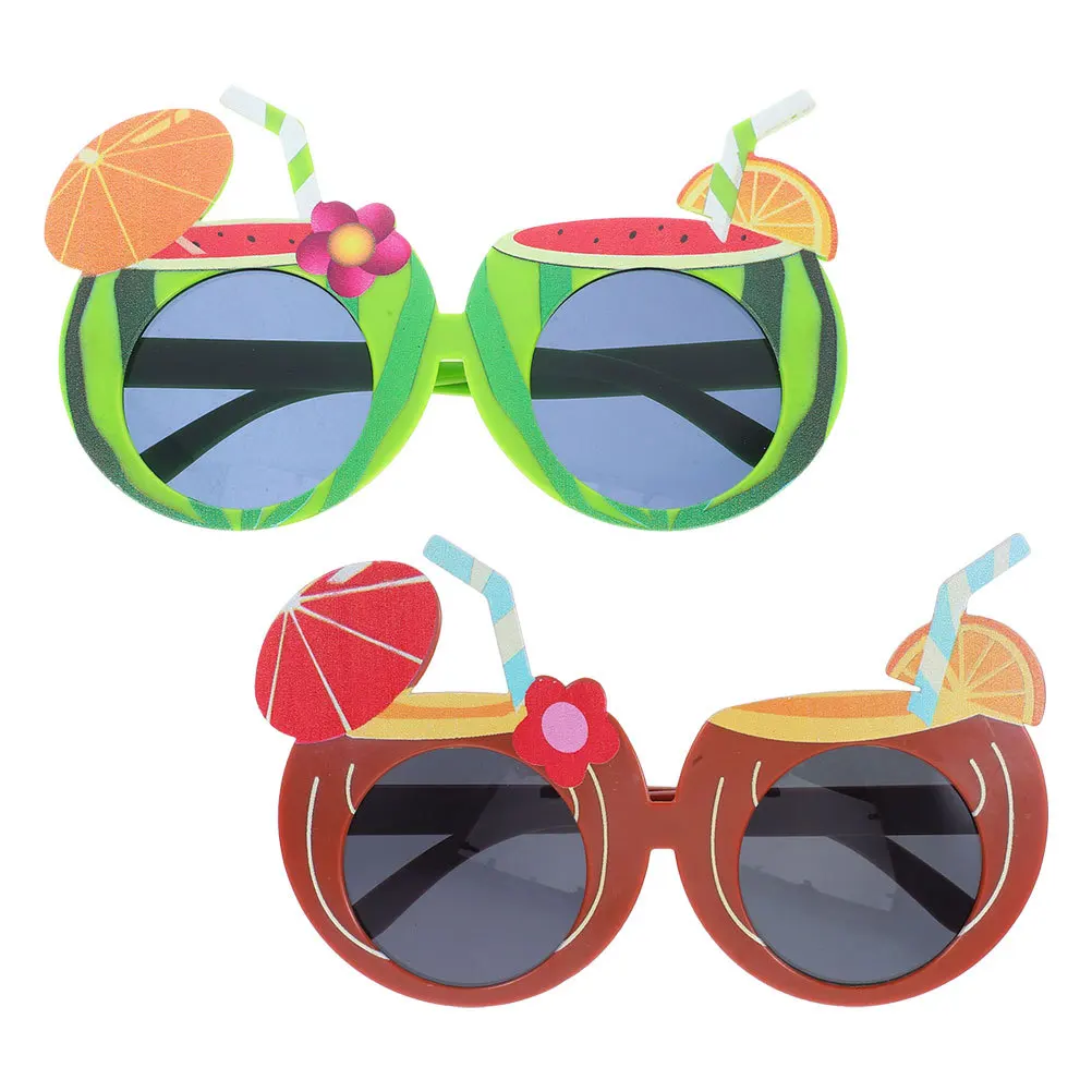 

2Pcs Summer Themed Party Eyeglasses Beach Pool Photo Booth Props Hawaiian Decorative Glasses Festival Supplies
