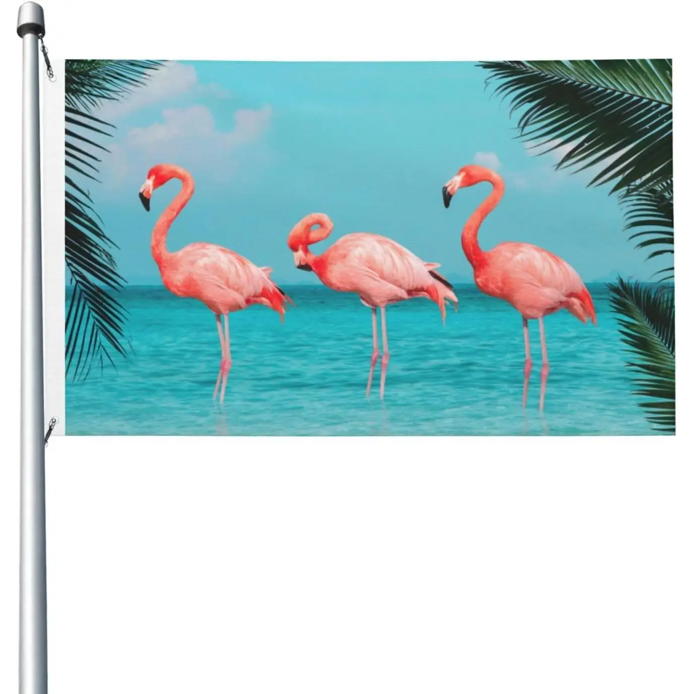 Flamingos Standing In Clear Sea Flag 3x5 Ft Decorative Banner Durable Polyester Flag For Home Outdoor Indoor
