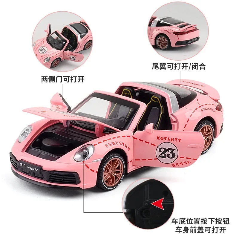 1:32 Porsche 911 Targa 4S Convertible Simulation Alloy Car Model Decoration Collection Gift Toy Die Casting Model Boy Toy