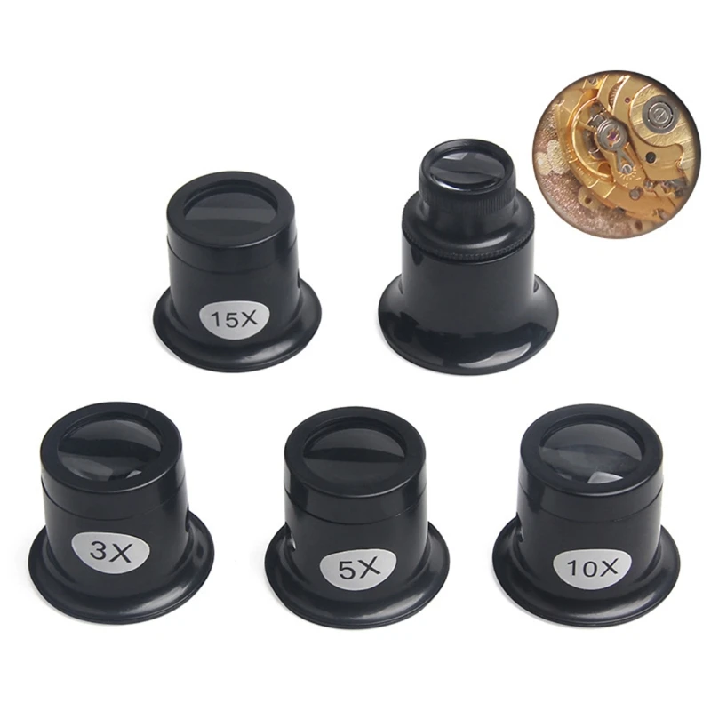 Monoculars Magnifier Magnifying Glass Watchmakers Loupe Lens Jeweler Watch Eye Len Repair Tool 3X/5X/10X /15X /20XX