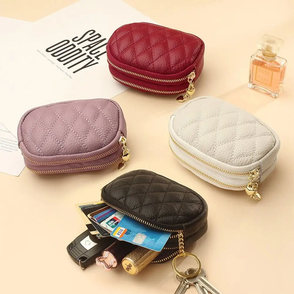 

Double Zipper Credit Card Holder Key Chain Bag Coin Purse Money Bag Women Wallet Small Change Pouch