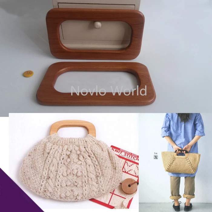 2-10-20 PCS16.5X9.5cm Square Wooden Handles for Bags Handbag Tote Handles Woman Purse Bag Straps Luggag Handle DIY Accessories