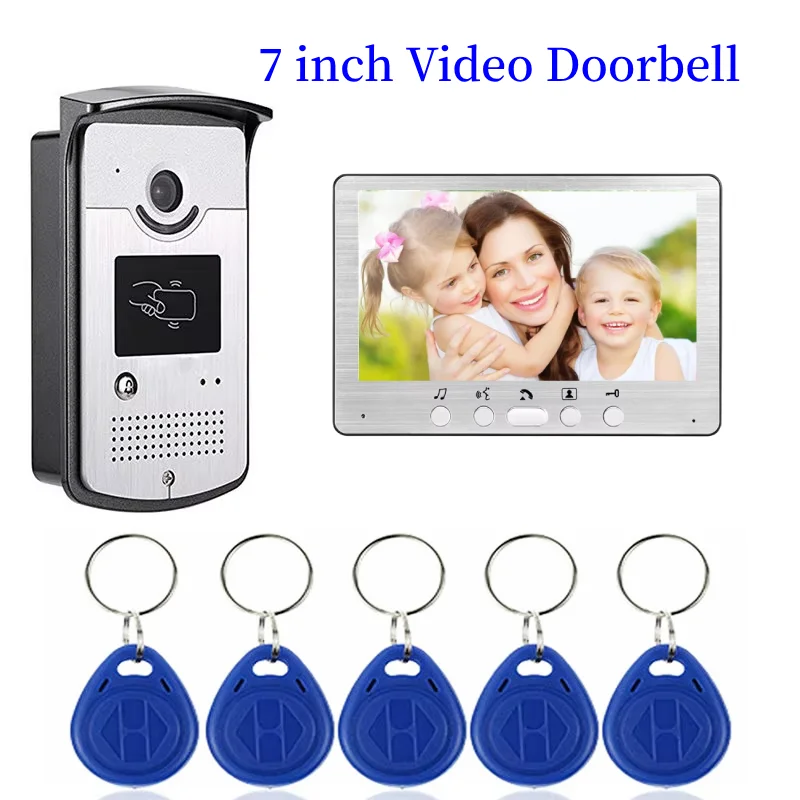 7 "نظام اتصال داخلي عبر الفيديو جرس الباب للرؤية الليلية IR 1000tvl باب كاميرا مقاوم للماء فتح للمنزل شقة هاتف باب الفيديو