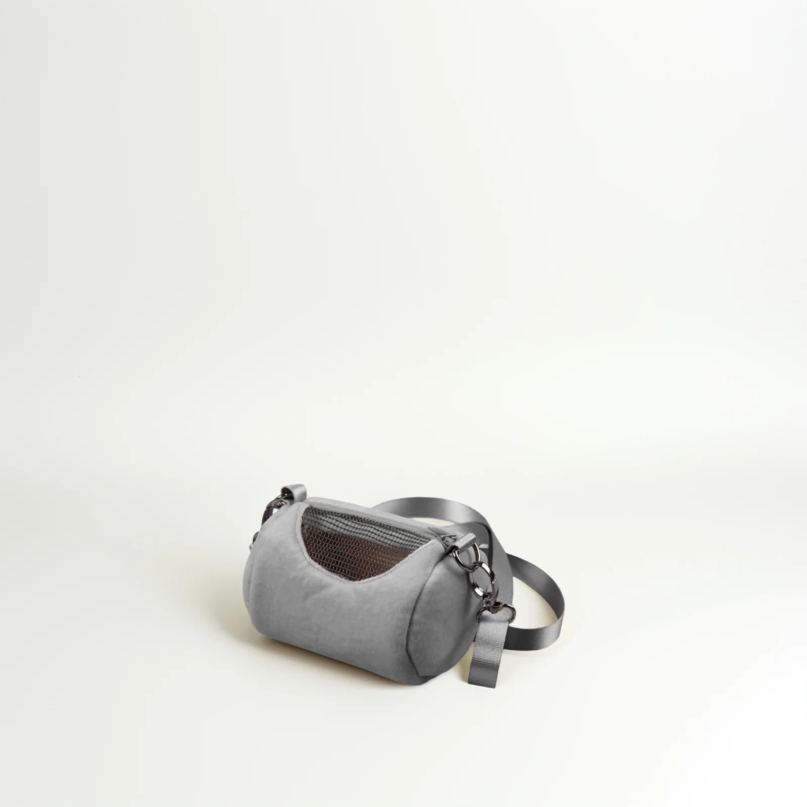 حقيبة حمل الحيوانات الأليفة المستديرة باللون الرمادي لشبكة تهوية الهامستر، حزام مريح قابل للتعديل، تخزين محمول للسفر في الهواء الطلق #2