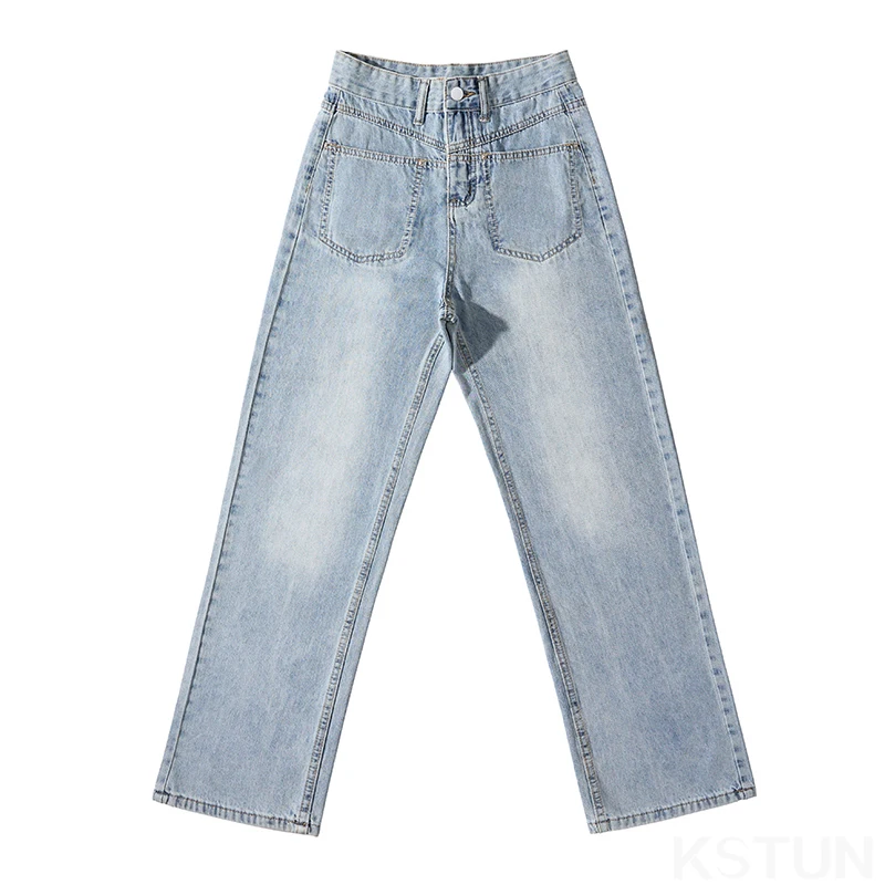 KSTUN 2025 Dames Multi-Color Rechte Jeans Casual Wijde Pijpen Denim Broek Comfort Dagelijkse slijtage Nieuwe collectie ​   Broek met hoge taille