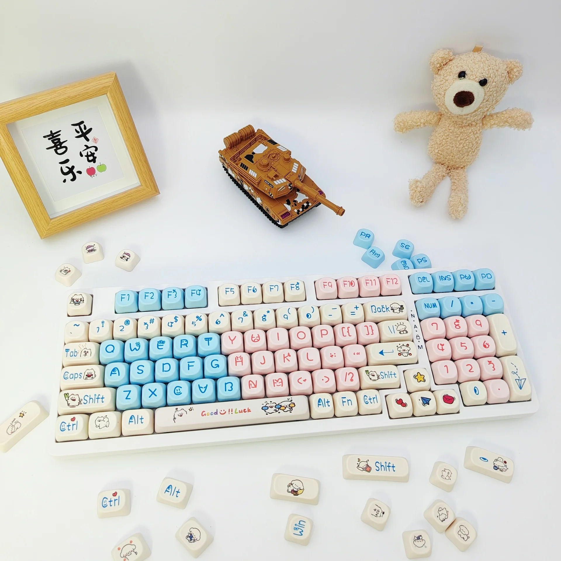 Cute Puppy MOA Height Keycaps PBT Hot Sublimation Customized Keycaps Personalized Small Full Set of Mechanical Keyboard Keycaps