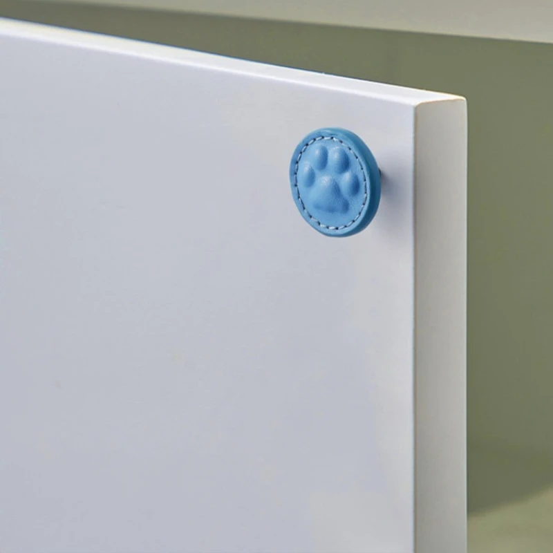 Gray cat paw single hole circular drawer handle cabinet door handle blue hook