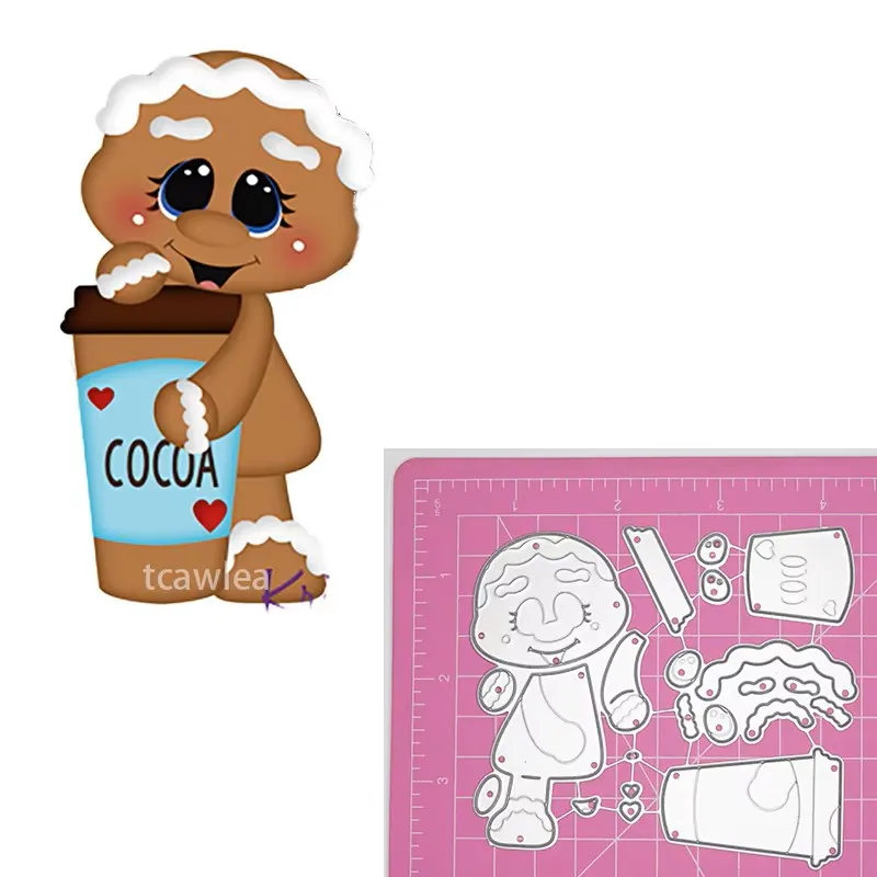 Coffee Cream Chocolate Cocoa Gingers Metal Cutting Dies Christmas Gingerbread Man Embossing Stencil For DIY Scrapbook Card Craft