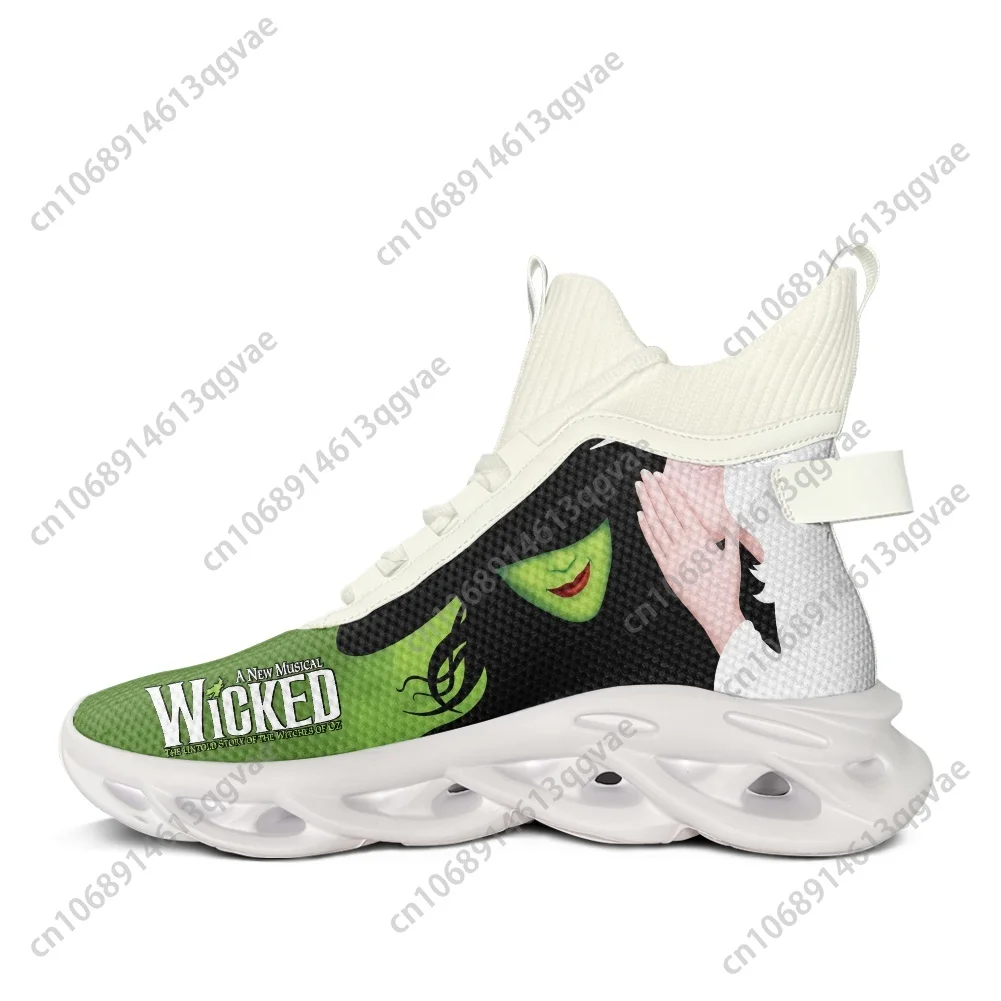 WICKED He Musical Elphaba Witch High Top Flats Sneakers Mens Womens Sports Running Shoes Lace Up Mesh Footwear Custom Made Shoe