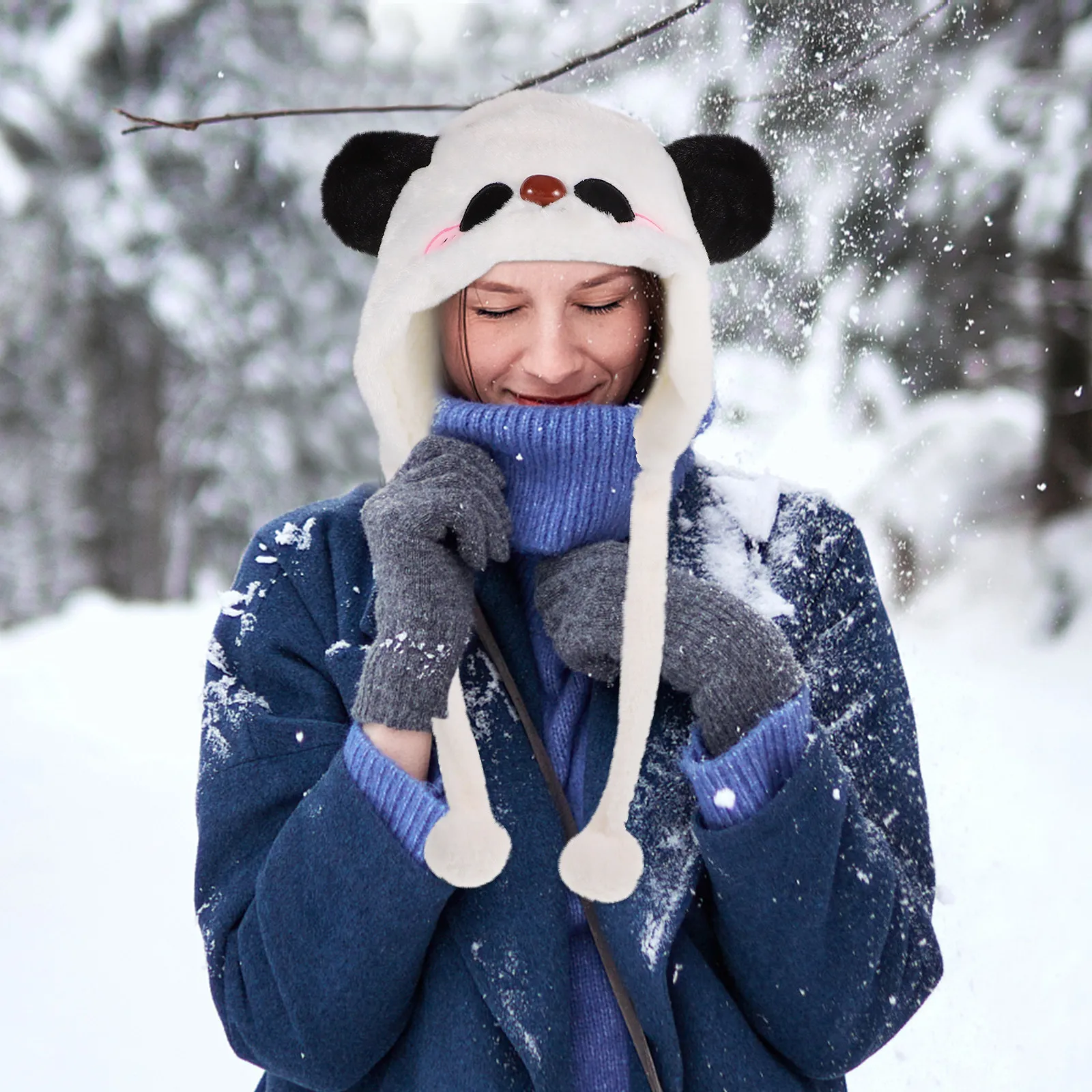 

Funny Panda Headgear Cute Warm Winter Hat Party Decoration Cosplay Costume Prop Panda Hat Festive Headgear Festival Headwear