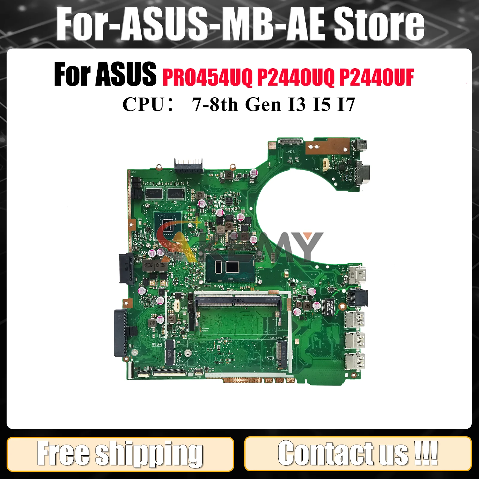 

P2440UQ Laptop Motherboard For ASUS ProArt P2440UF PRO454UQ P2440UQ P2440U Notebook Mainboard W/ I3 I5 I7 CPU tests OK fast ship