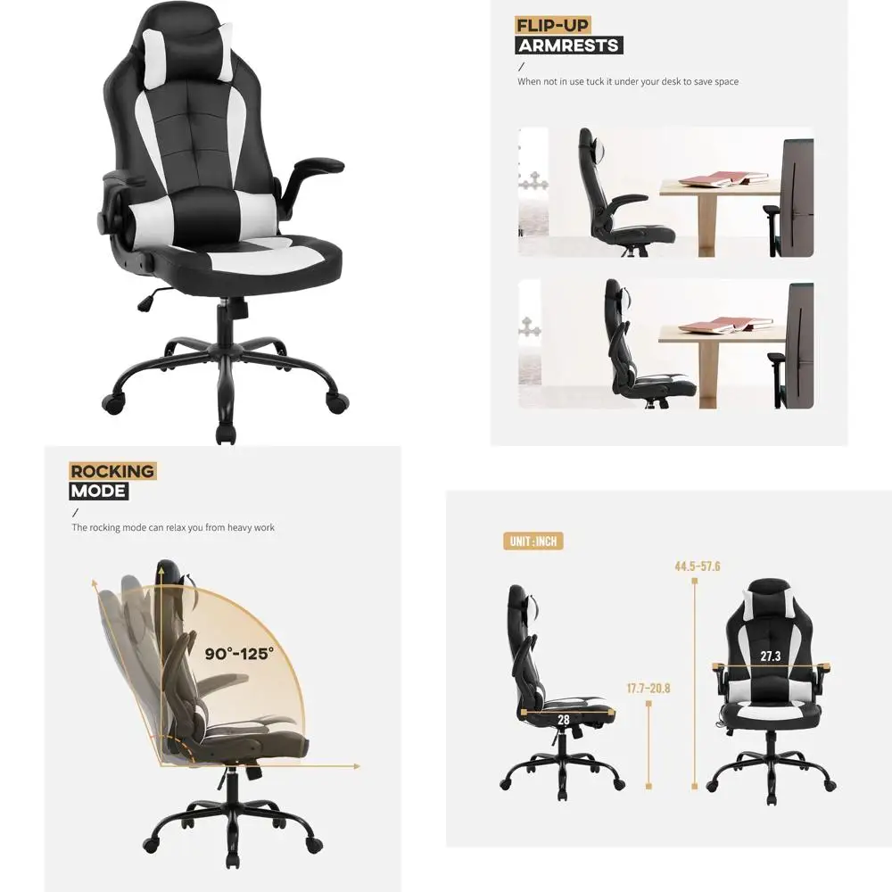 

Ergonomic High-Back PC Gaming Chair with Armrests, Headrest, Lumbar Support and PU Leather