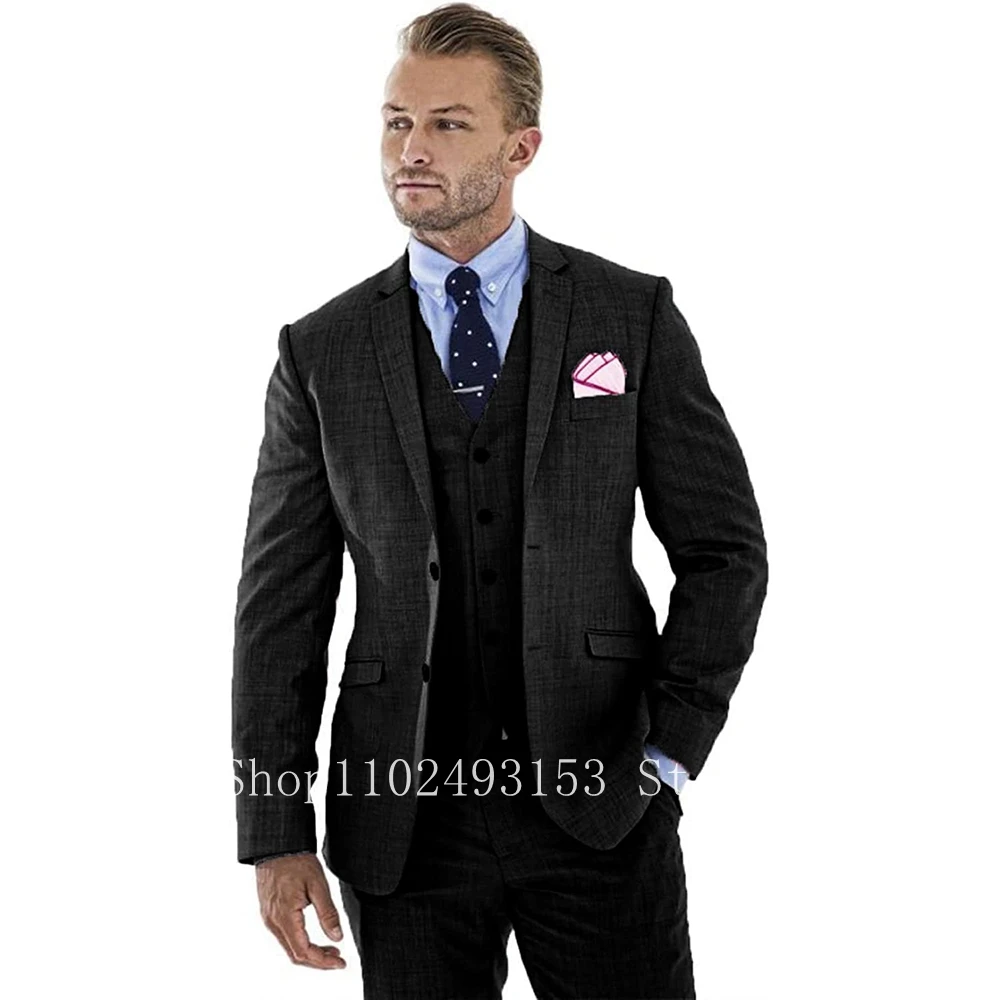 New Fashion White Men Suits Slim Fit 3 Pieces Notched Lapel Classic Formal Elegant Groomsmen Wedding Dress Suit Costume Homme