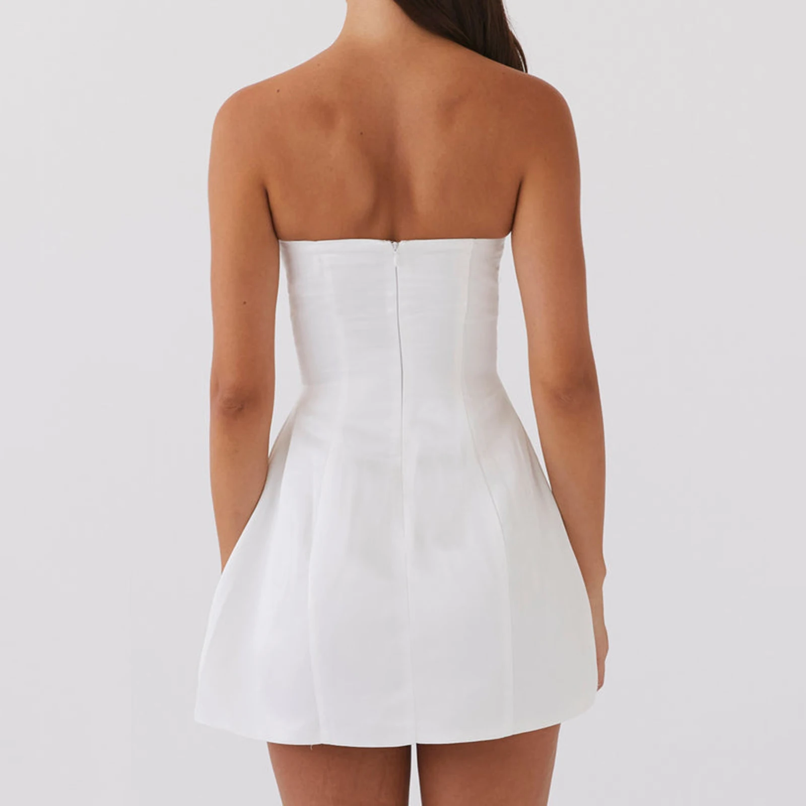 Nova moda feminina vestido tubo sem alças elegante arco recorte sem costas mini vestido para festa de cocktail praia streetwear s m l