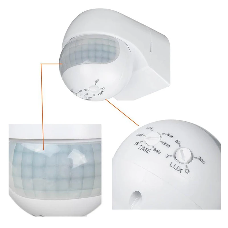 Датчик движения 110 В-230 В, детектор движения, автоматический инфракрасный PIR-датчик, вращение на 180 градусов, наружный таймер, фотопереключатель