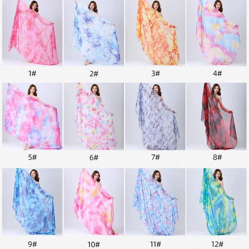 حجاب من الحرير الخالص مخصص حديثًا قياس 250 * 114 سم، مناسب لممارسة الرقص الشرقي وارتداء شال