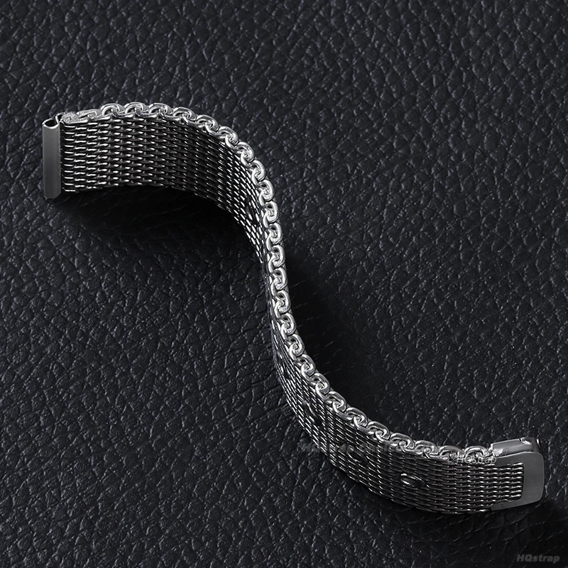1.0 pulseira de relógio de aço inoxidável com laço de malha milanesa para pulseira universal dw 18mm 20mm 22mm 24mm pulseira para omega