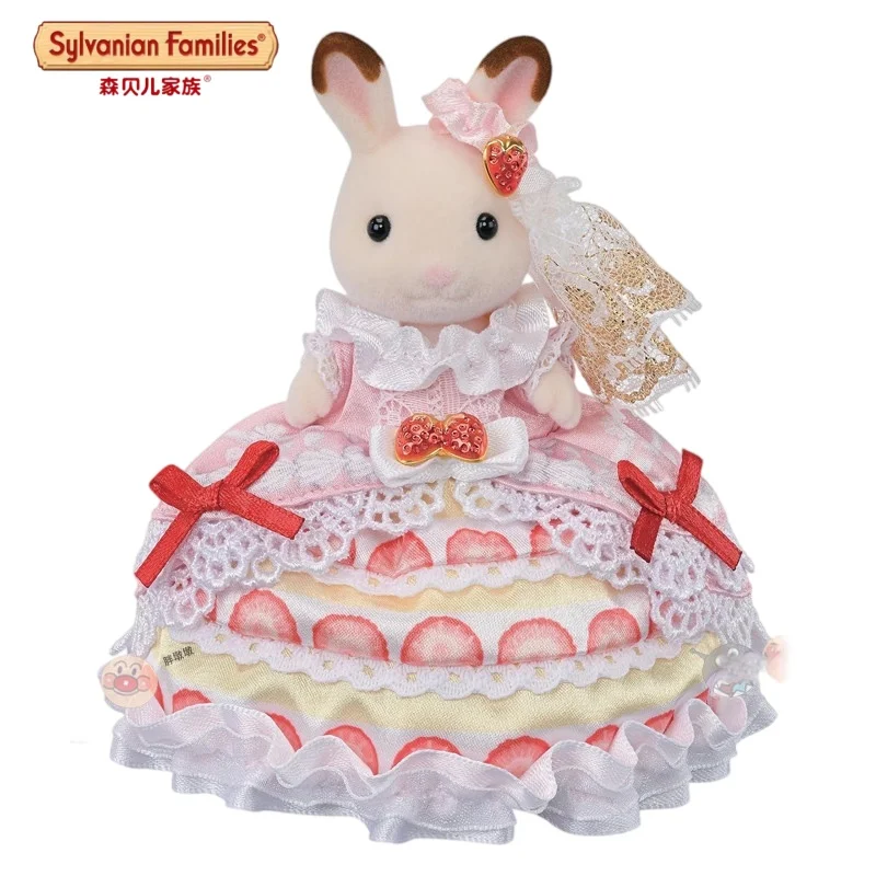 sylvanian-families-40°-anniversario-edizione-limitata-coniglietto-di-peluche-al-cioccolato-con-torta-alla-fragola-e-vestito-in-pizzo-figura-da-collezione-per-scrivania