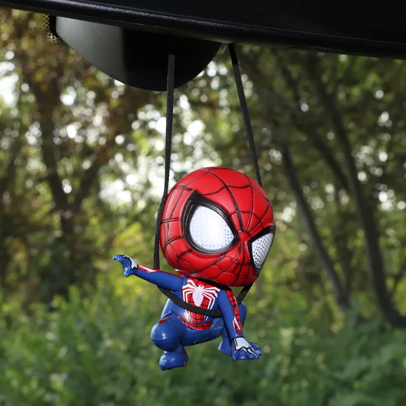 Disney Anime Marvel Avengers Hero Spider Man Ornament Car Rearview Mirror Hanging Pendant Cute Cartoon Auto Interior Accessories