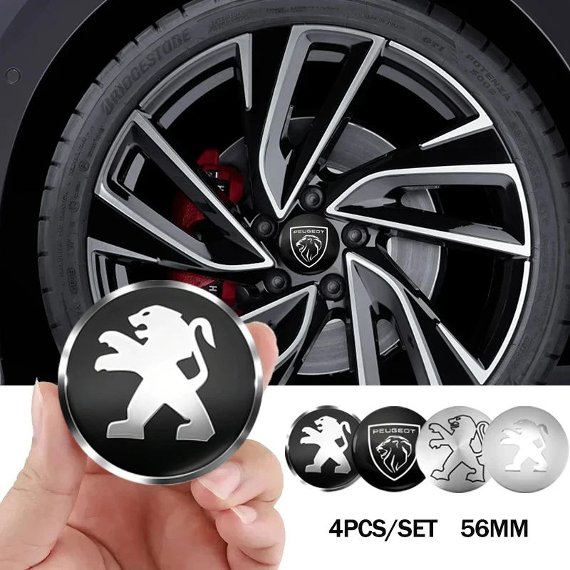 Para Peugeot, 4 piezas de 56 mm, accesorios de decoración para el centro de la llanta, calcomanías para el buje, Expert Rifter 206 307 308 3008 207 208 407 508 2008
