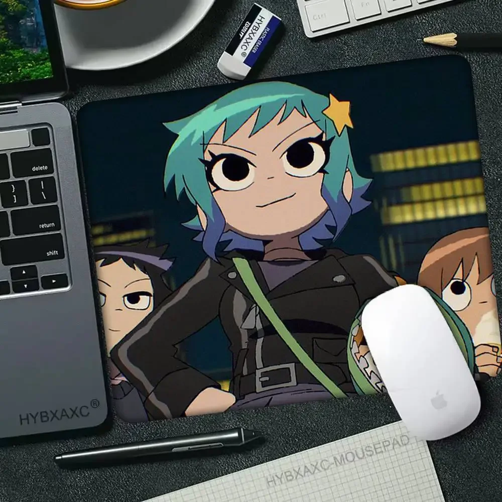 Figuras de dibujos animados de Anime Scott Pilgrim despegue Wallace Ramona alfombrilla de ratón pequeña LockEdge para jugadores goma antideslizante Rectangular