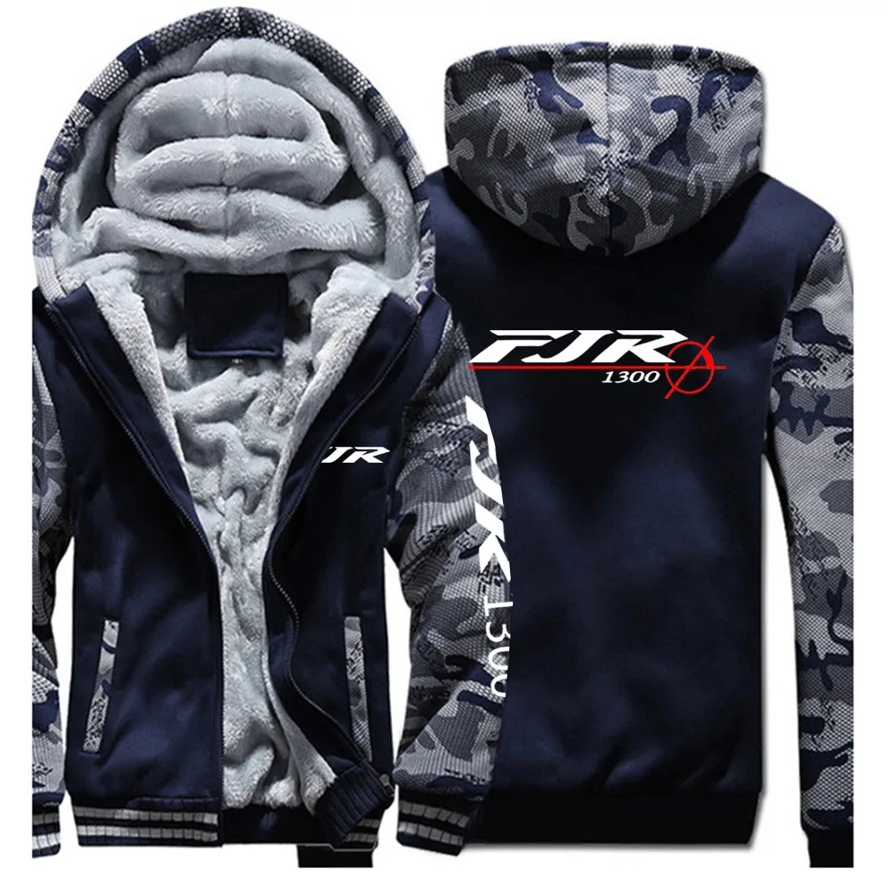 2024 FJR 1300 Motorcycle Men Winter Thick Warm Zipper Sweatshirts Casual Hoodies Daily Coat Sportwear Streetwear Hoodies Tops